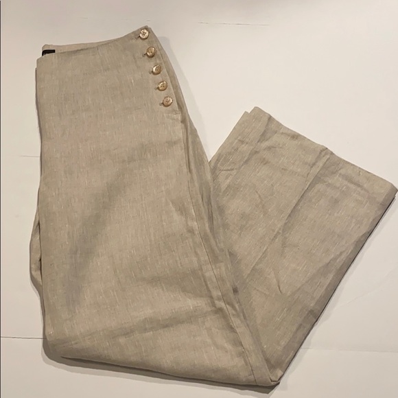 Talbots Pants - Talbots SZ 8 Linen Wide Leg Flat Front Pants New